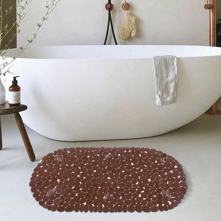 Силиконовый коврик для ванны и душа Bathlux овальной формы, нескользящий, люкс качество 69 х 35 см Коричневый Каменец-Подольский - изображение 4
