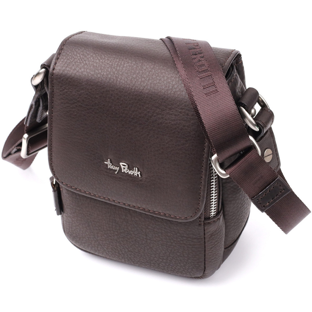 Компактна чоловіча сумка з м'якої натуральної шкіри Tony Perotti 20844_1 (9027-12.5 moro) Коричневий Київ - фото 1