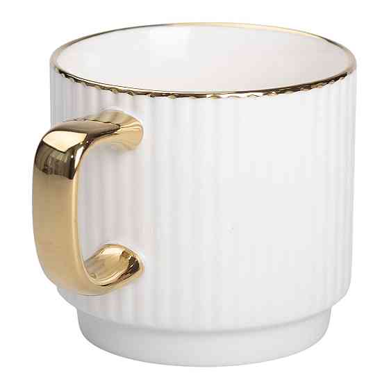 Чашка фарфоровая с золотым ободком и золотой ручкой 300 (мл) Белая RX-N231129W Киев