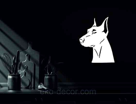 Декоративне настінне Панно «Доберман», Декор на стіну 70*50 см, Білий Київ