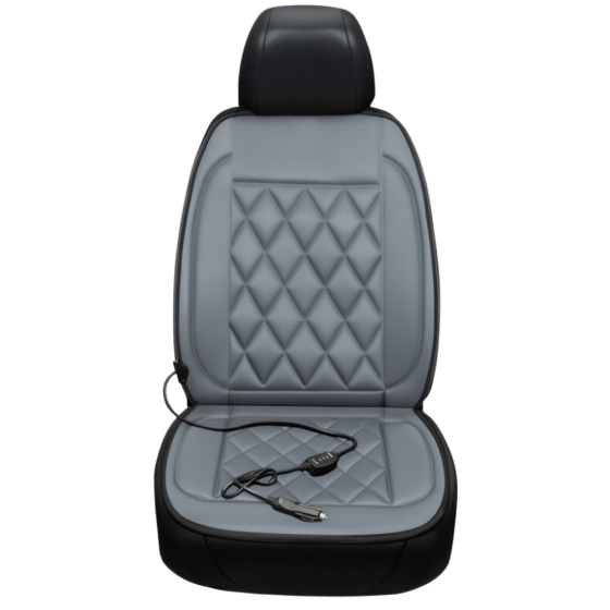 Комплект автомобільних накидок з підігрівом для сидінь 3в1 універсальні в машину від прикурювача 12В, колір сірий Кам'янець-Подільський