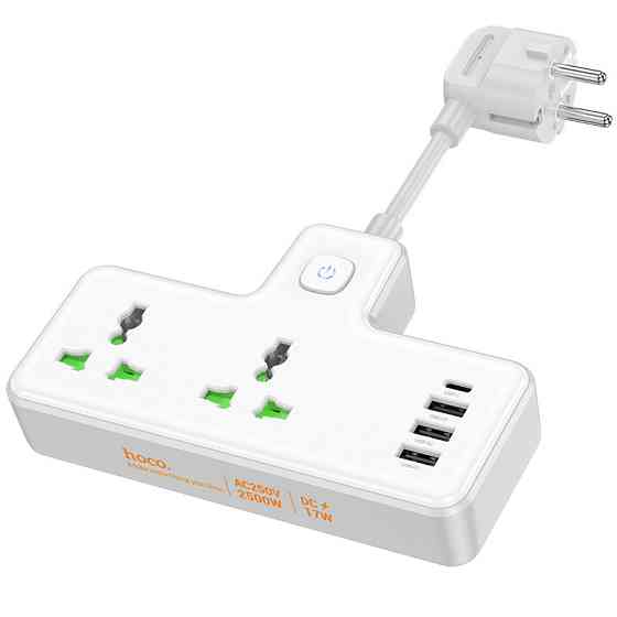 Мережевий подовжувач HOCO  AC11A Voyage 2-position expansion socket(1C3A) (8.5 cm) White Київ