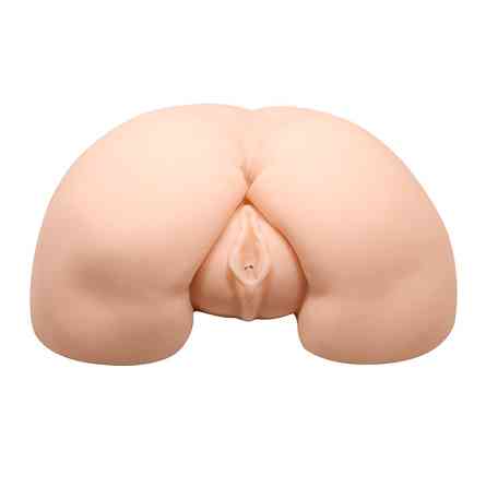 Мастурбатор попка с двумя отверстиями с вибрацией, бежевый, 25 × 22 см Sex Aura Киев