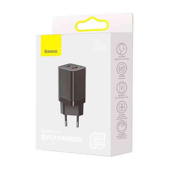 Сетевое зарядное устройство для Baseus Super Si Pro Quick Charger Type-C+USB 30W черный Львов