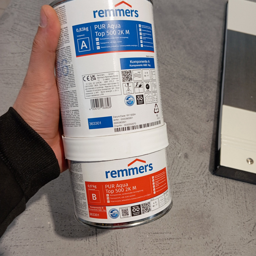 Шовковисто-матовий поліуретановий лак Remmers PUR Aqua TOP 500 2K M 1 кг Киев - изображение 2