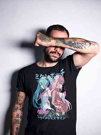 Футболка з аніме принтом Каваіі Хіторі Готоу Боккхі оверсайз (S/M/L) Чорний AnimeJ0415 Дніпро