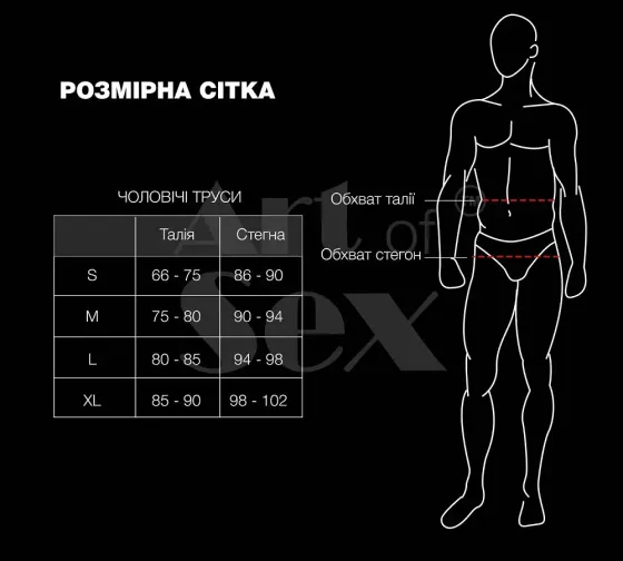 Чоловічі труси з сюрпризом Art of Sex - Gladiator, чорні з ефектом мокрого оксамиту, розмір S Львів