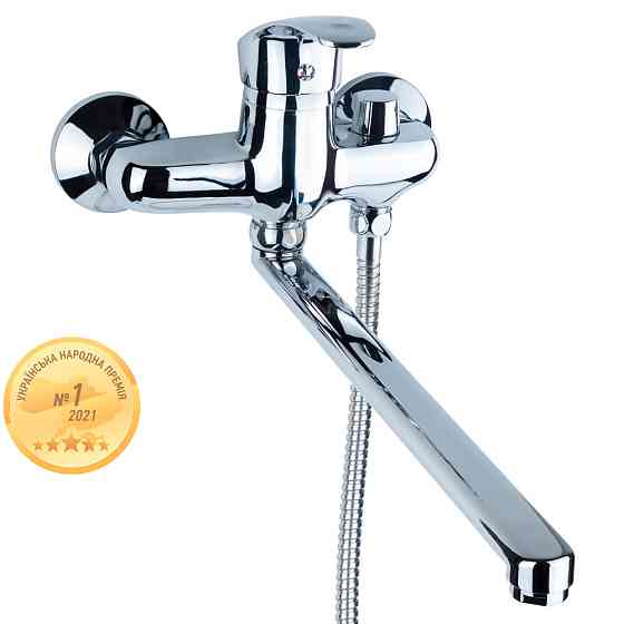 AQUATICA Смеситель NL Ø40 для ванны гусак прямой 350мм дивертор встроенный картриджный AQUATICA Киев