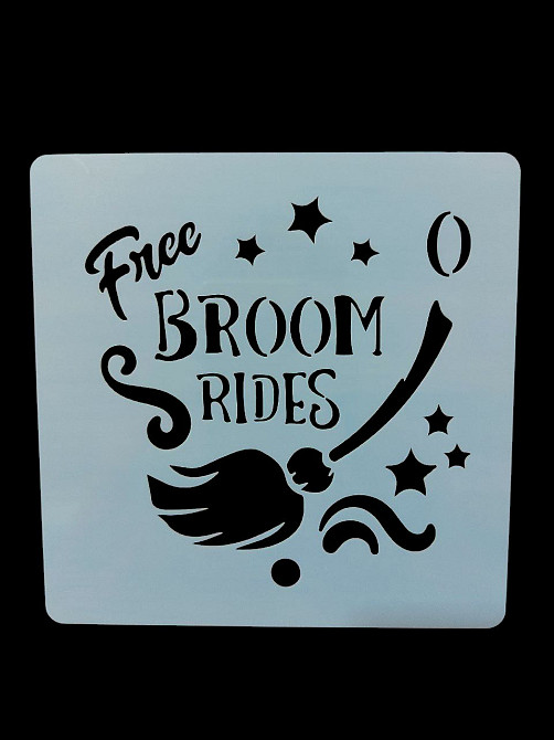 Трафарет на Хэллоуин Метла 15 на 15 см серый Киев - изображение 1