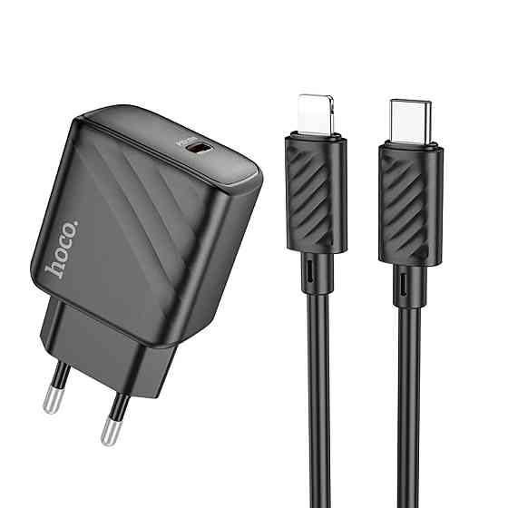 Мережевий зарядний пристрій HOCO CS22A Value single port PD30W charger set(C to iP) Black (6942007609920 ) Київ