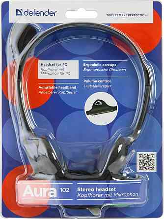 Гарнітура Defender Aura 102 Black (63102) (6351928) Київ