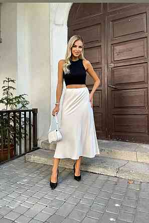 Жіноча атласна спідниця міді А-силует на резинці Харків