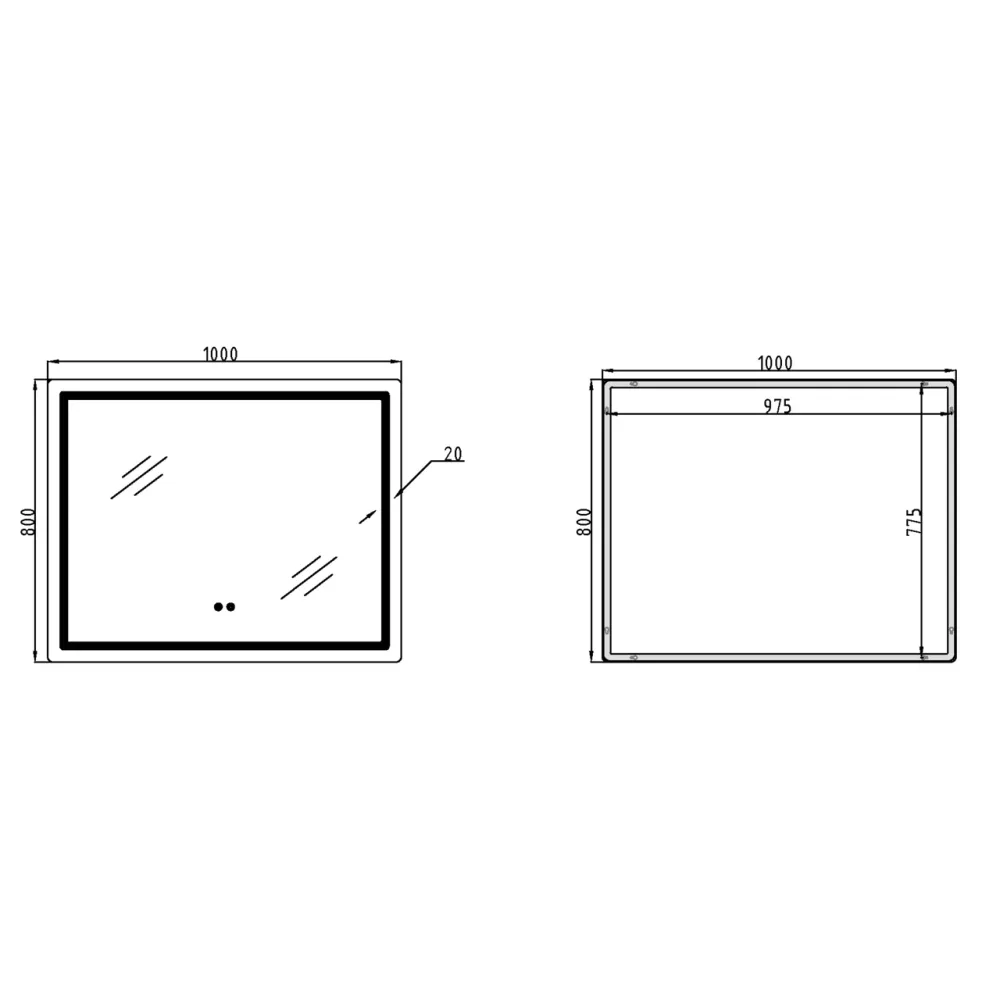 Дзеркало Qtap Mideya (DC-F910) 1000х800 з LED-підсвіткою Touch, з антизапотіванням, димером QT2078F910W Київ - фото 15