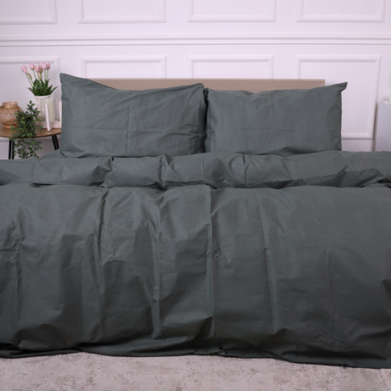 Комплект постельного белья Ideal Textile бязь графит однотон двуспальный евро Черновцы