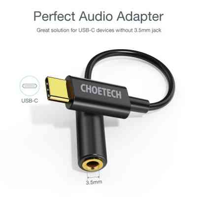 Перехідник USB-C to 3.5m stereo-audio (CDLA) Choetech (AUX003-BK) Вінниця