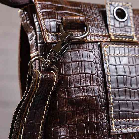 Сумка-мессенджер тиснение под экзотику Vintage 20038 Коричневая Киев