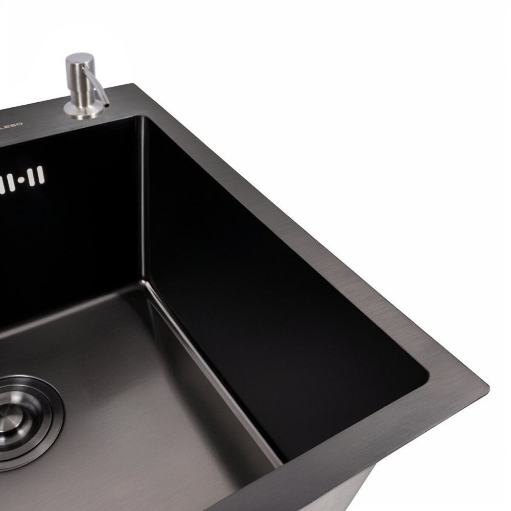 VALESO Кухонна мийка 50*50 PVD чорна Valeso Handmade (товщина 3,0/1.5) Коломия - фото 14