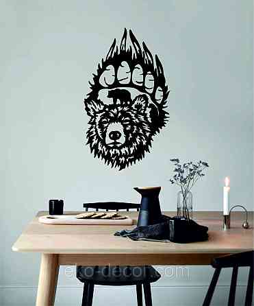 Настінне Панно «Ведмідь», Декор на стіну 110*66 см, Чорний Київ