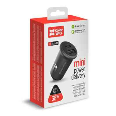 Зарядний пристрій ColorWay 2USB Car (Type-C PD20W + USB QC3.0 ) (38W) Gray (CW-CHA029PD-GR) Вінниця