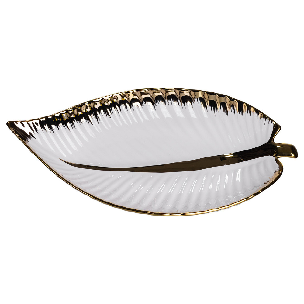 Фарфоровое блюдо в форме листа с золотым декором Киев - изображение 1