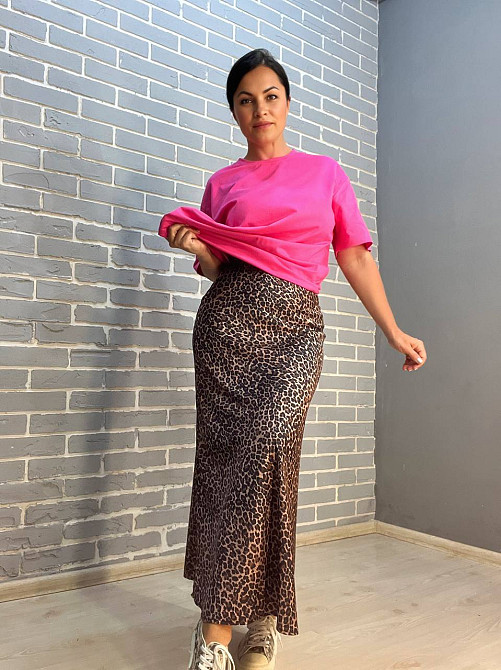 Юбка женская Katrin Family 5517 шелковая пояс резинка длинная леопардовый принт коричневая, коричневый, L Киев - изображение 10