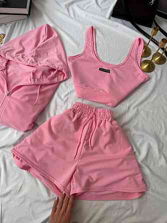 Женский прогулочный костюм тройка: кофта топ и шорты двунитка Барби, 42/44 Одесса