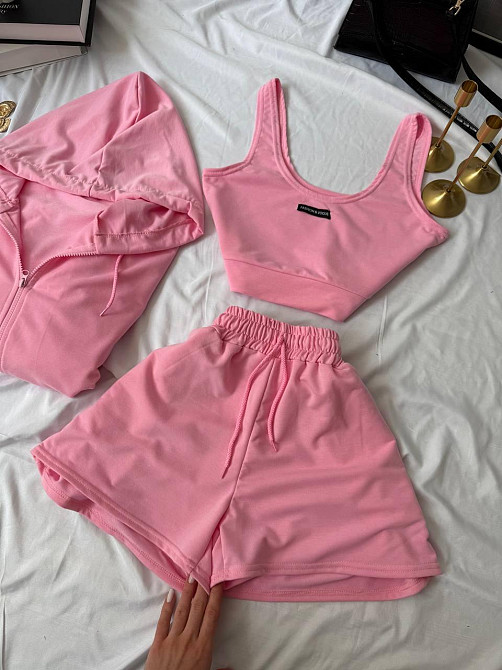 Женский прогулочный костюм тройка: кофта топ и шорты двунитка Барби, 42/44 Одесса - изображение 4