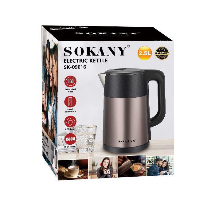 Електричний чайник Sokany SK-09016 1500Вт, об'єм 2.0 л, автовідключення, індикатор, 360° поворотна база Одеса - фото 3