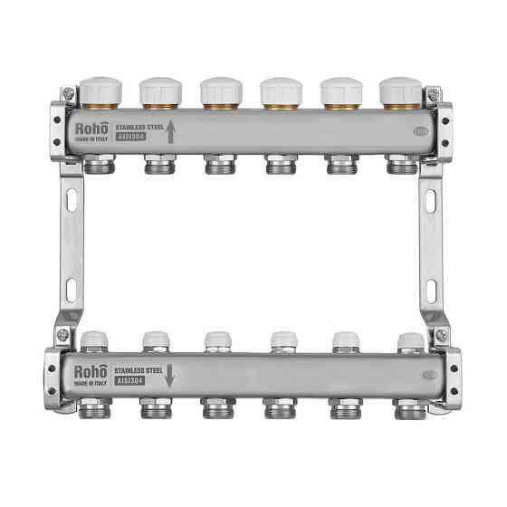Колектор з термостатичними та запірними клапанами Roho R805-06M - 1