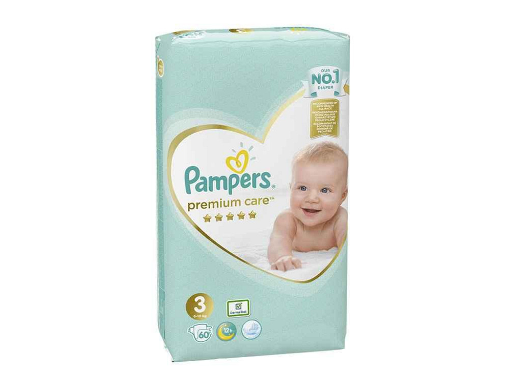 Пiдгузки Premium Care № 3 Midi (6-10кг) Економ 60шт ТМ PAMPERS Київ - фото 1