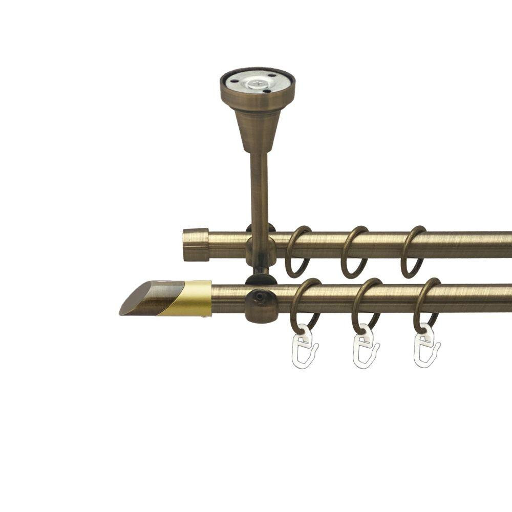 Карниз Orvit Луна металевий дворядний відкритий до стелі гладка труба кільце металеве Антик 16\16 мм 240 см Львов - изображение 1