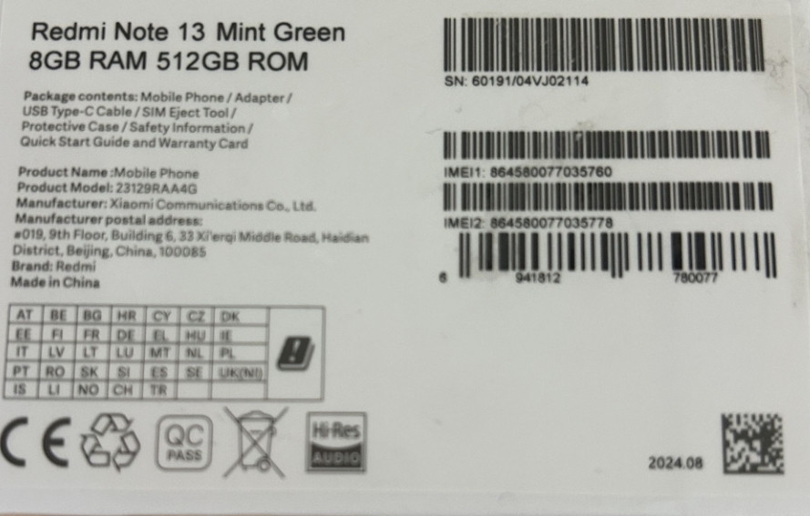 Смартфон Xiaomi Redmi Note 13 8/512Gb Mint Green. Харьков - изображение 7