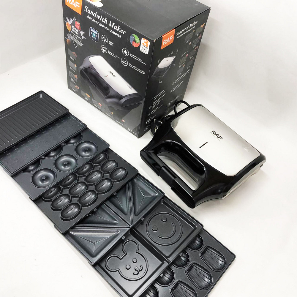 Сендвічниці бутербродниці RAF R.551 850 Вт 8 в 1, Мультимейкер бутербродниця вафлі гриль пончики ED-19 Івано-Франківськ - фото 10