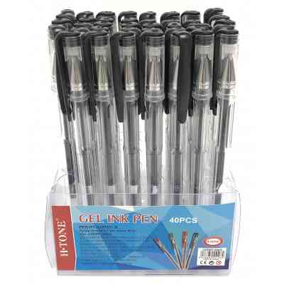 Ручка гелева H-Tone 0,5 мм, чорна, уп. 40 шт. (PEN-HT-JJ20201-B) Вінниця