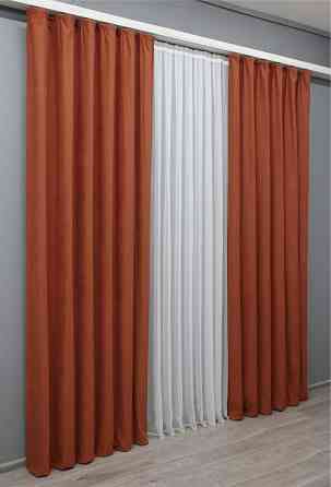 Комплект готових штор VR-Textil Нубук однотонний № 1512ш Теракотовий 200х290 см 2 шт (32-329) Київ