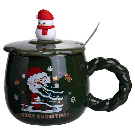 Yiwu Новорічна порцелянова чашка «Зимова казка» з кришкою 400 мл Yiwu FM-CS-20D Коломия