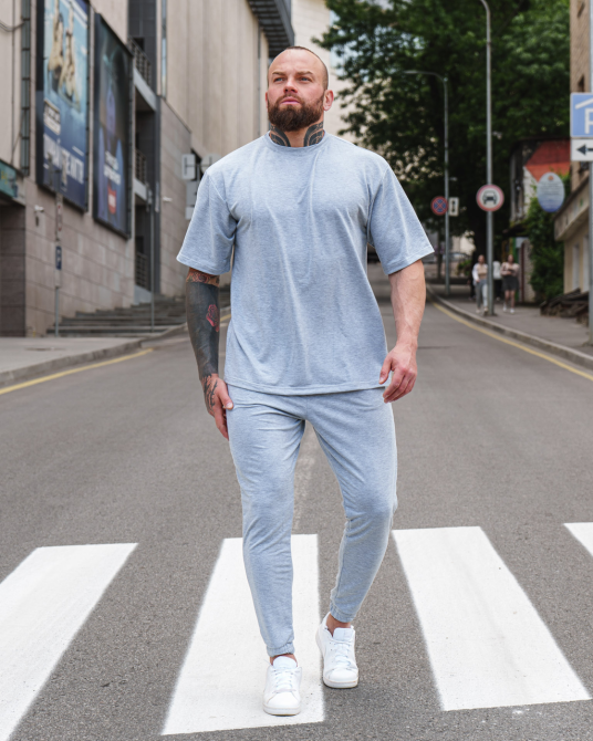 Комплект мужской футболка штаны Марсель оверсайз Серый S Харьков - изображение 10