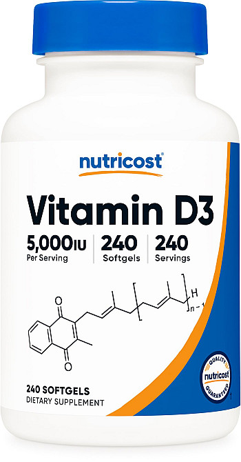 Витамин D3 Nutricost Vitamin D3, 5000 IU, 240 Softgels Луцк - изображение 1