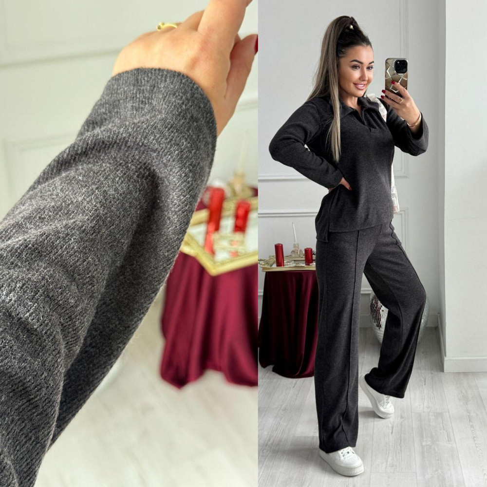 Женский базовый вязаный костюм двойка из ангоры Графит, 40/42 Одесса - изображение 3