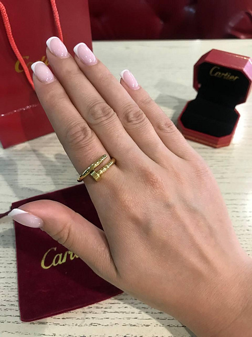 Cartier кільце гвоздик у лимонному золоті без каменів Одеса - фото 3