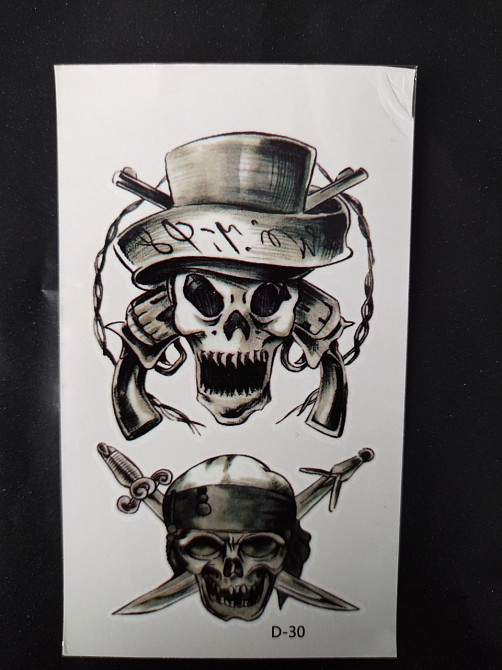 Тимчасове тату Черепа 10 на 6 см чорний Київ - фото 1