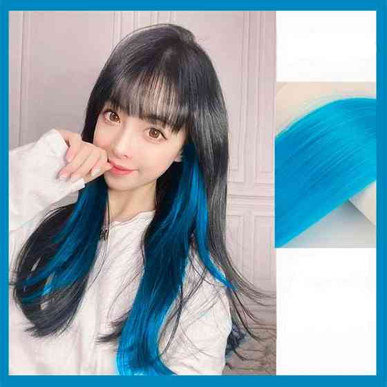 Накладне пасмо волосся кольорове на шпильках 60 см Блакитний Вінниця