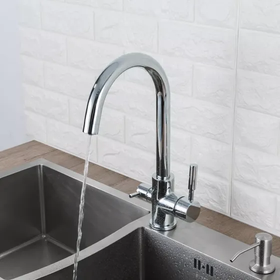 Смеситель для кухни на две воды Frap F4352 с подключением к фильтру, хром Киев