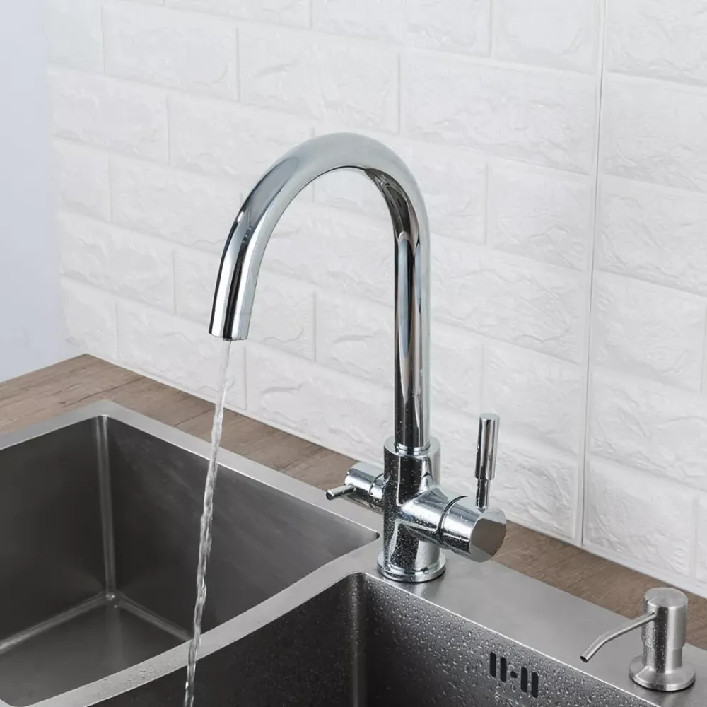 Смеситель для кухни на две воды Frap F4352 с подключением к фильтру, хром Киев - изображение 3