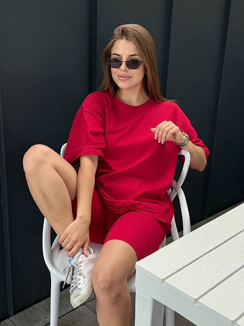 Футболка и велосипедки женские кулир Красный XL/2XL Харьков - изображение 7