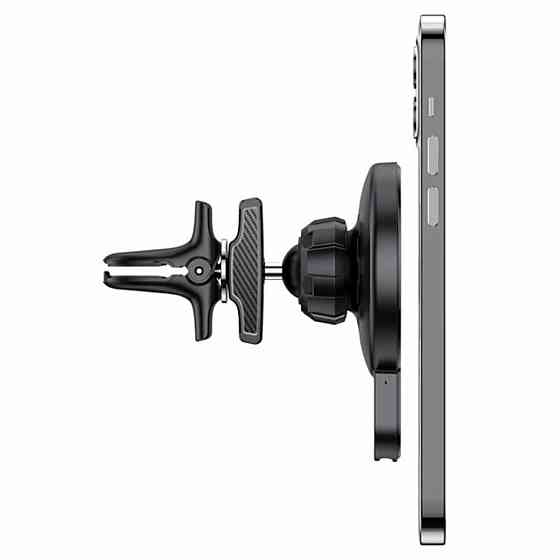 Тримач для мобiльного з БЗП HOCO CA85 Ultra-fast magnetic wireless charging car holder Black Київ