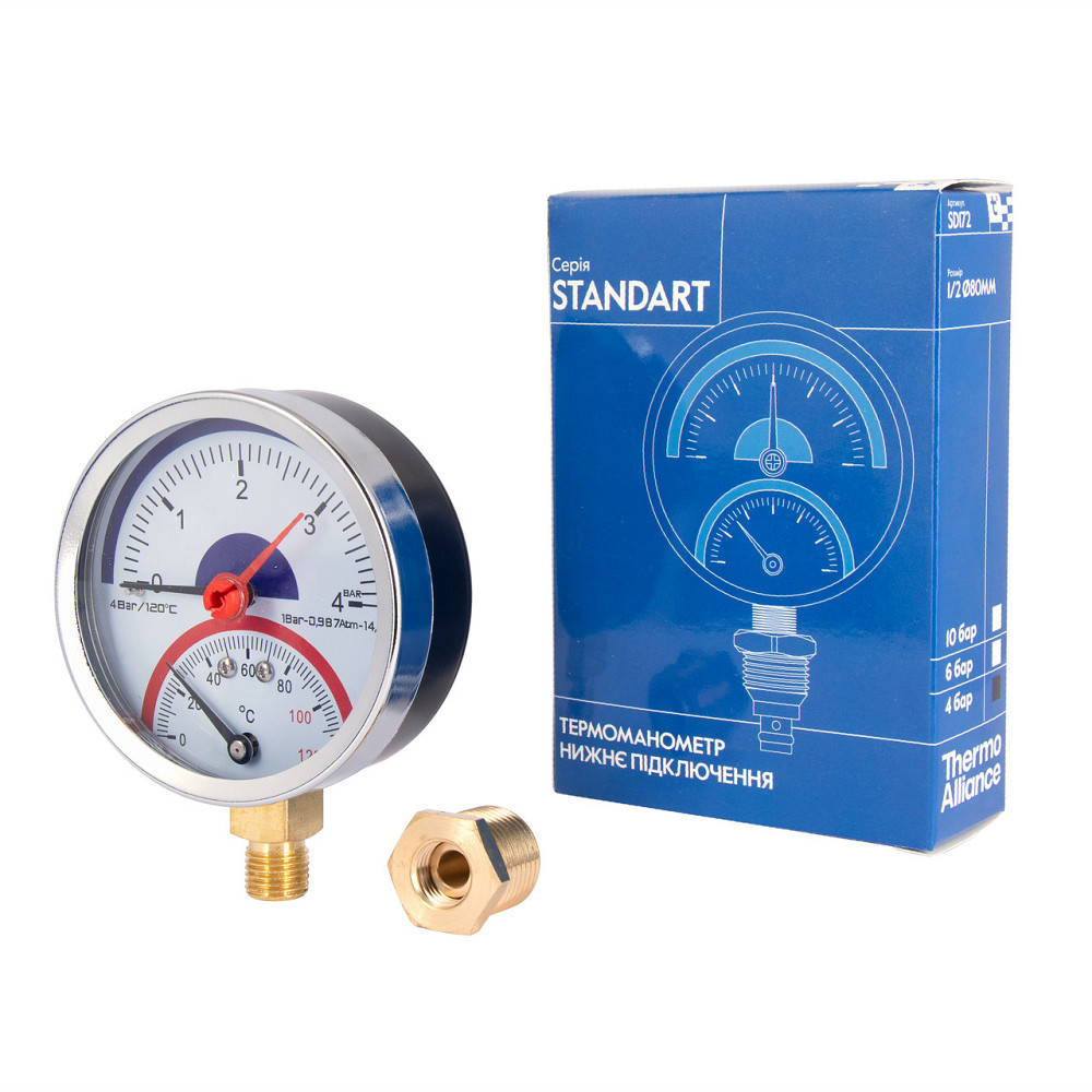 Термоанометр Thermo Alliance Standart 80 мм 1/2", нижнє під'єднання SD1724B Київ - фото 10