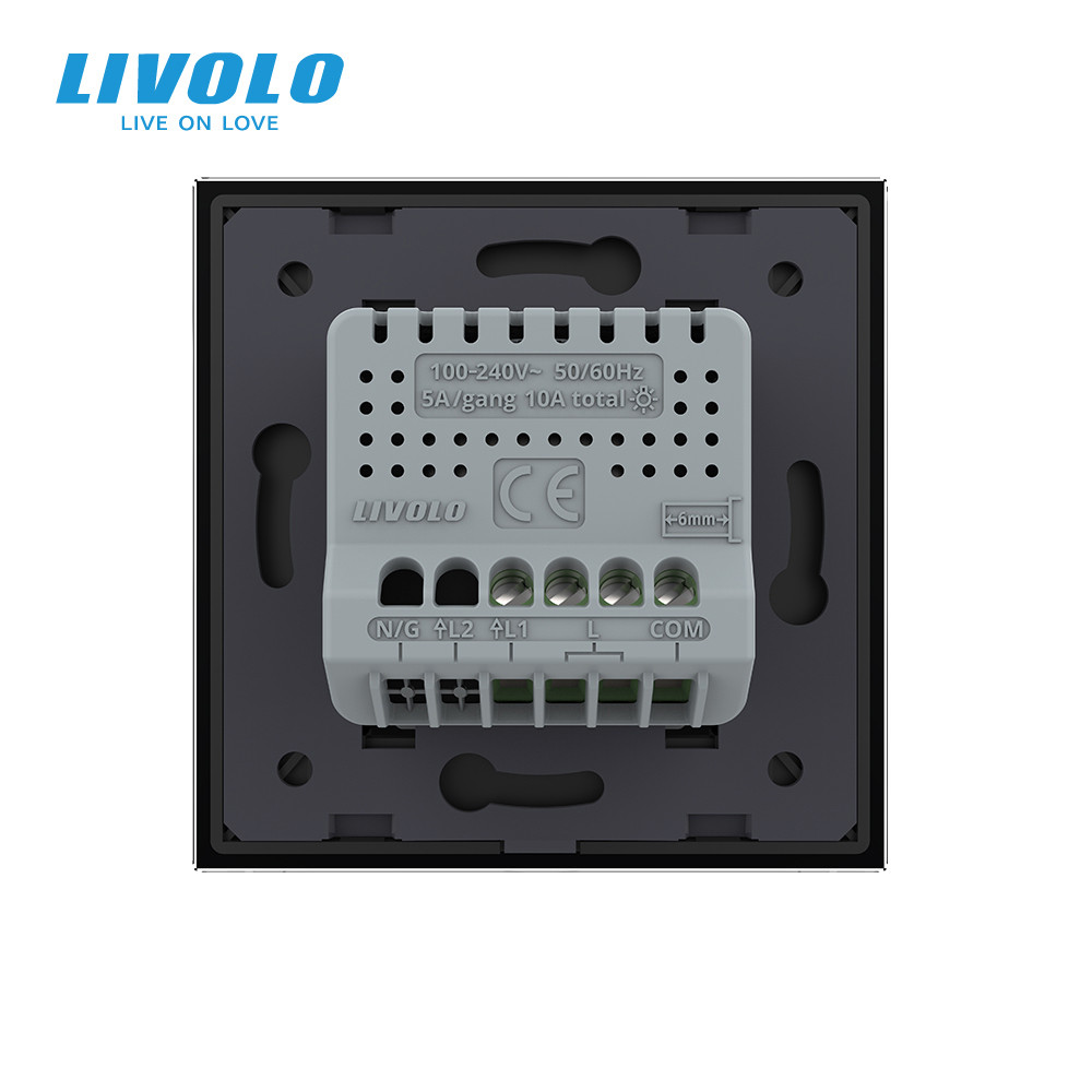 LIVOLO Сенсорний прохідний / перехресний вимикач LIVOLO, 5А 230В, чорний матове скло Коломия - фото 4