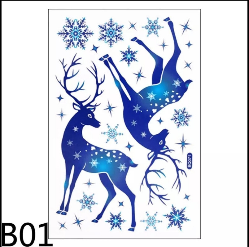 Наклейки новорічні Олені - розмір стікера 20*30см, силікон Київ - фото 1