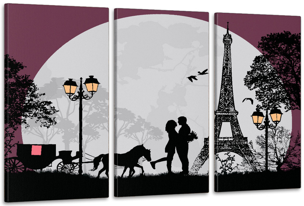 Модульная картина в гостиную / спальню  Закохані  в  Парижі    ART-290_3A 70х130 см Киев - изображение 1